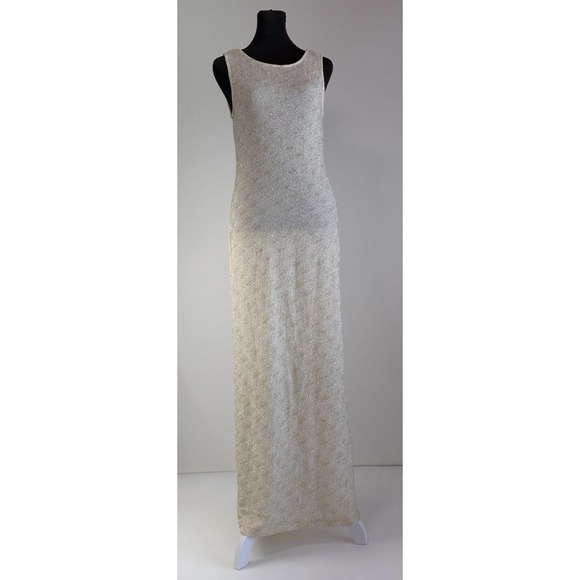 City Triangles Dresses & Skirts - Vtg Y2K City Triangles Dress Sz M Cream Gold Metallic Sparkle Maxi Gown